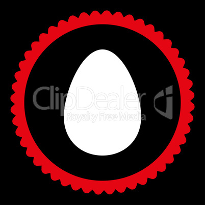 Egg flat red and white colors round stamp icon