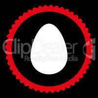 Egg flat red and white colors round stamp icon