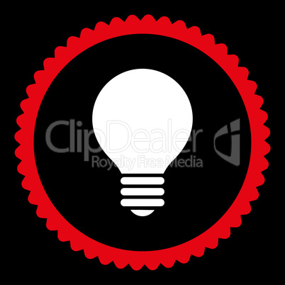 Electric Bulb flat red and white colors round stamp icon