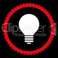 Electric Bulb flat red and white colors round stamp icon
