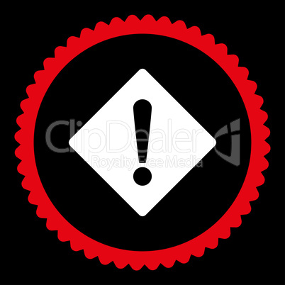 Error flat red and white colors round stamp icon