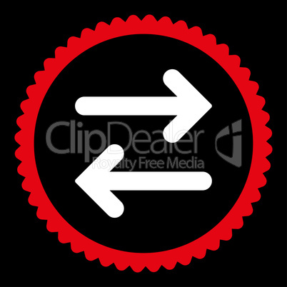 Flip Horizontal flat red and white colors round stamp icon