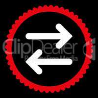 Flip Horizontal flat red and white colors round stamp icon