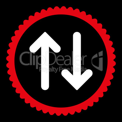 Flip flat red and white colors round stamp icon