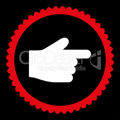 Index Finger flat red and white colors round stamp icon