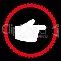 Index Finger flat red and white colors round stamp icon