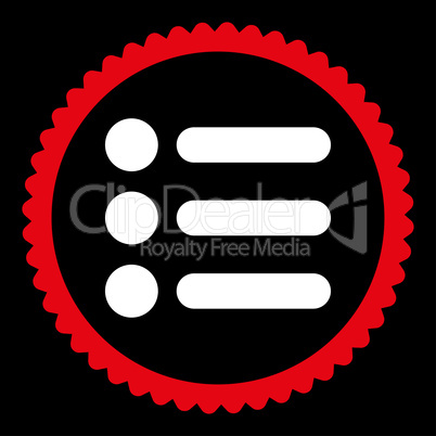 Items flat red and white colors round stamp icon