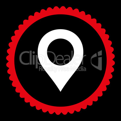 Map Marker flat red and white colors round stamp icon