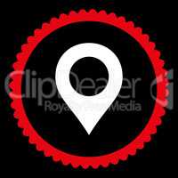 Map Marker flat red and white colors round stamp icon