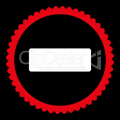Minus flat red and white colors round stamp icon