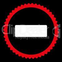 Minus flat red and white colors round stamp icon