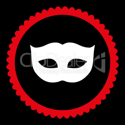 Privacy Mask flat red and white colors round stamp icon