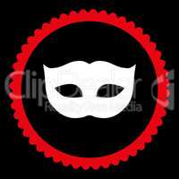 Privacy Mask flat red and white colors round stamp icon