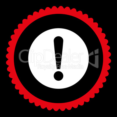 Problem flat red and white colors round stamp icon