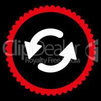 Refresh Ccw flat red and white colors round stamp icon