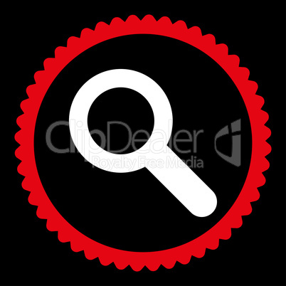 Search flat red and white colors round stamp icon