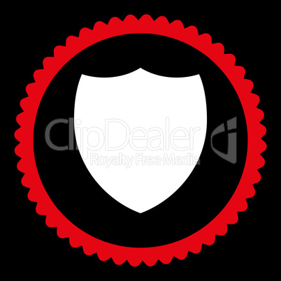 Shield flat red and white colors round stamp icon