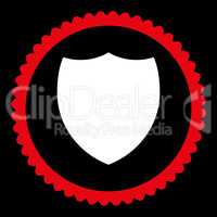 Shield flat red and white colors round stamp icon