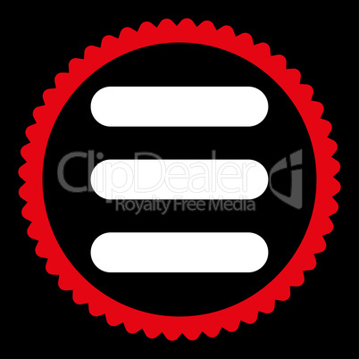 Stack flat red and white colors round stamp icon