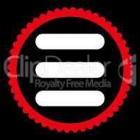 Stack flat red and white colors round stamp icon