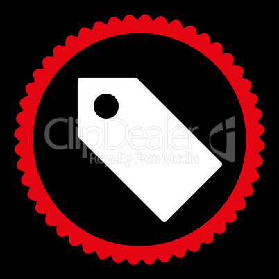 Tag flat red and white colors round stamp icon