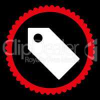 Tag flat red and white colors round stamp icon