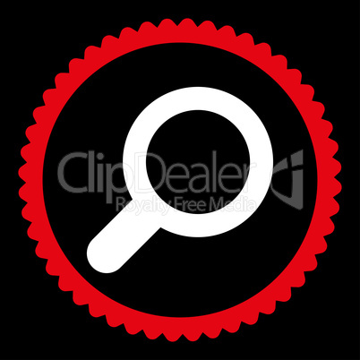 View flat red and white colors round stamp icon
