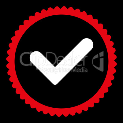 Yes flat red and white colors round stamp icon