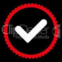 Yes flat red and white colors round stamp icon