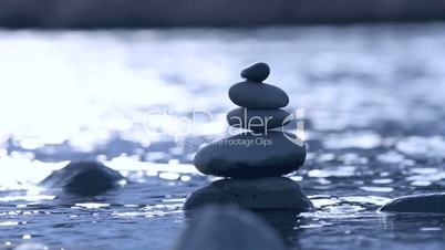 Stones in water in slow motion