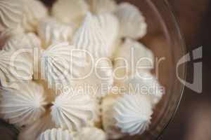 Close up view of meringues in a bowl