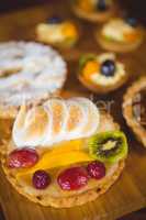 Close up view of fruit pies