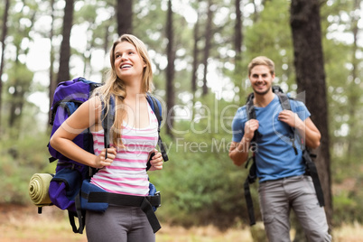 Young happy hiker couple