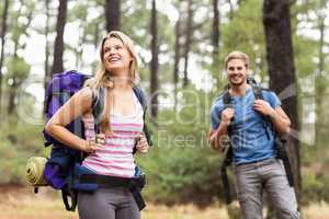 Young happy hiker couple