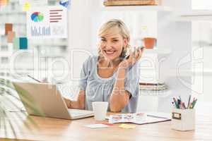 Smiling businesswoman looking at the camera