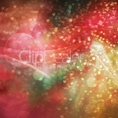 Abstract background for design with bokeh in form of heart