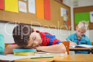 Student asleep on a desk