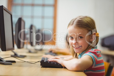 Cute pupils in computer class