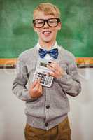 Smart student wearing bow tie and glasses