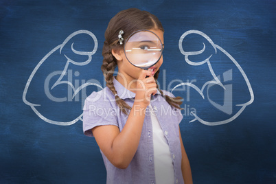 Composite image of pupil looking through magnifying glass