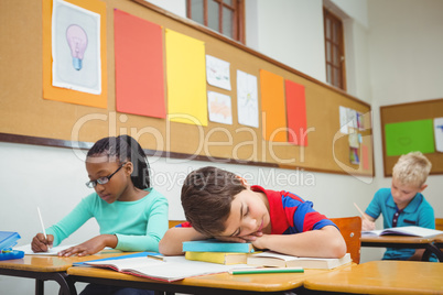 Student asleep on a desk