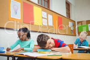 Student asleep on a desk