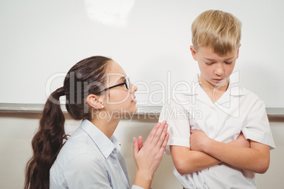Teacher pleading with the student