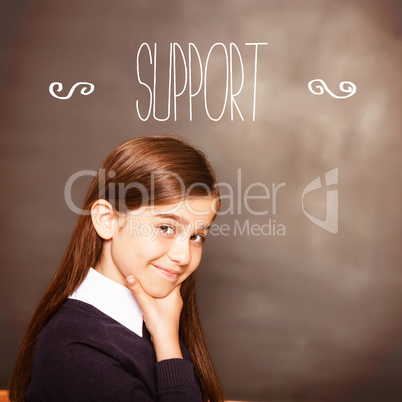 Support against thinking pupil looking at camera