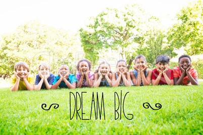 Dream big against happy friends in the park