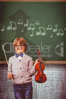 Composite image of pupil with violin