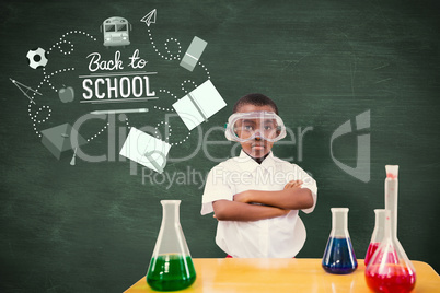 Composite image of pupil conducting science experiment