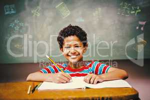 Composite image of school subjects doodles