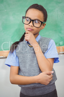 Curious looking student in class