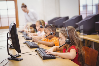 Students using computers in the classroom